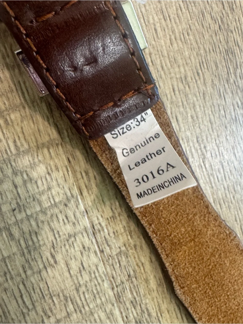 Men's Leather Golf Belt Brown/Silver, Size 34